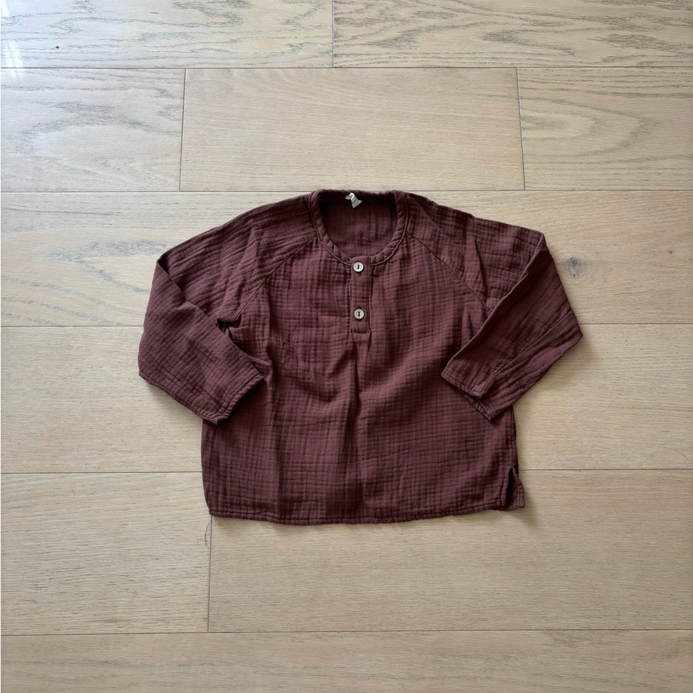Quincy Mae Maroon toddler cotton gauze top, size 2-3Y